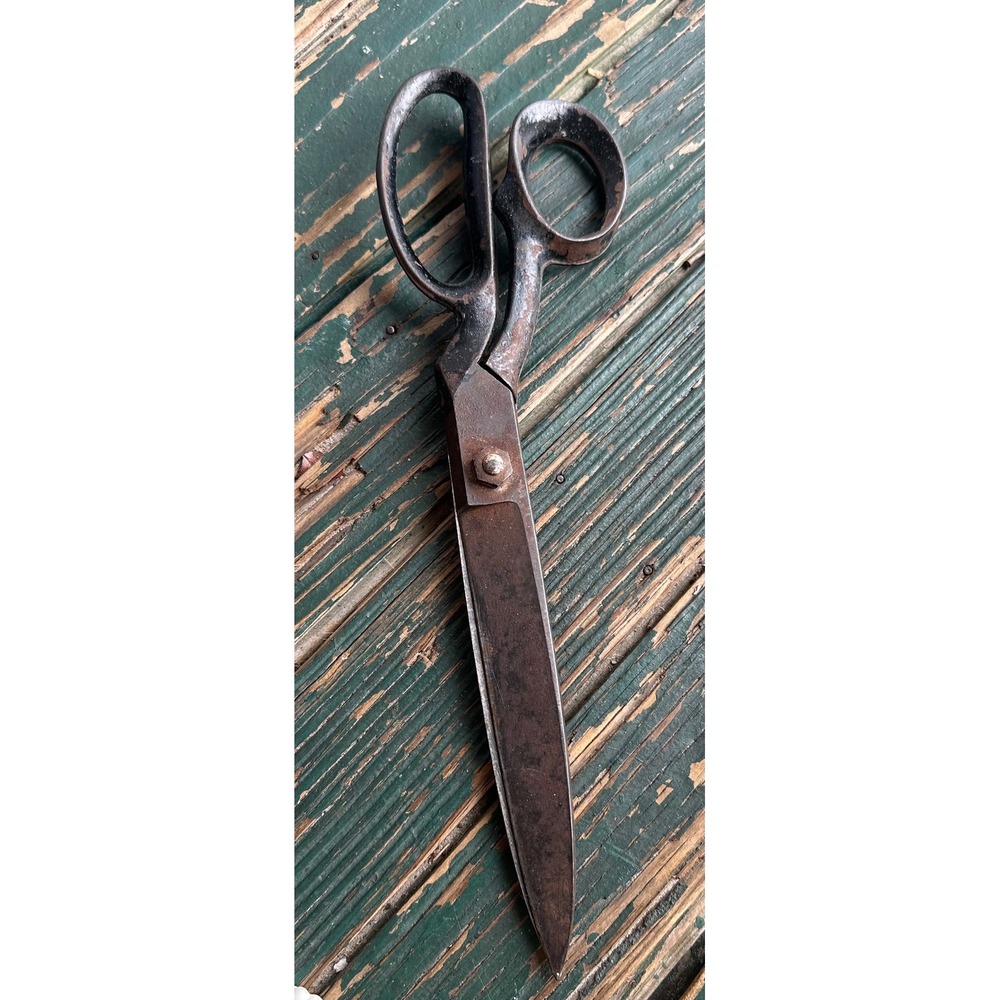 Vintage Clauss Fremont Ohio 12 Inch Tailor Shears Industrial Forged Steel USA